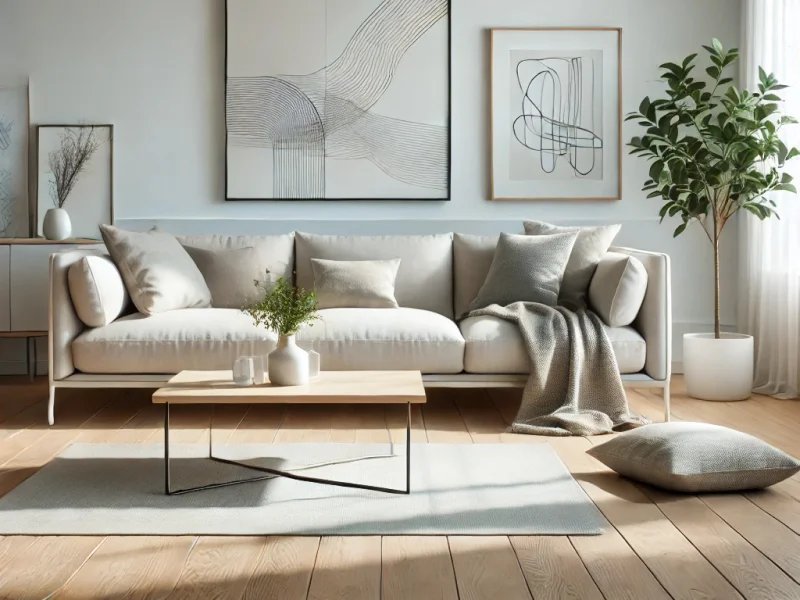 Hardwood flooring in a bright living room installed in Solana Beach, CA