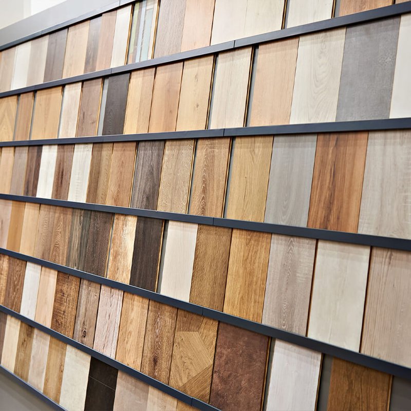Flooring samples in a local showroom